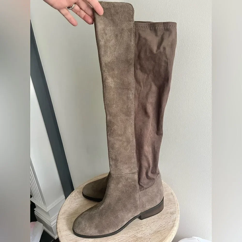 Lucky Brand Calypso Suede Over The Knee Boots in Falcon Brown Size 8 NWOB